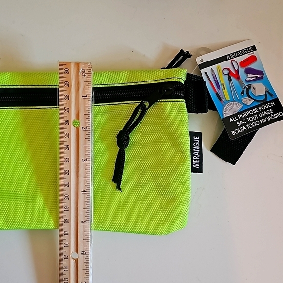Merangue Double Side Wristlet Bag 2 Zippers 10”X 5.5” All Purpose Pouch Lime - Picture 3 of 4